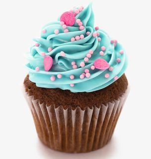 蓝色奶油纸杯蛋糕免抠