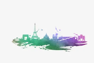 彩色城市剪影免抠