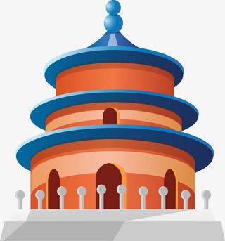 北京手绘卡通天坛免抠