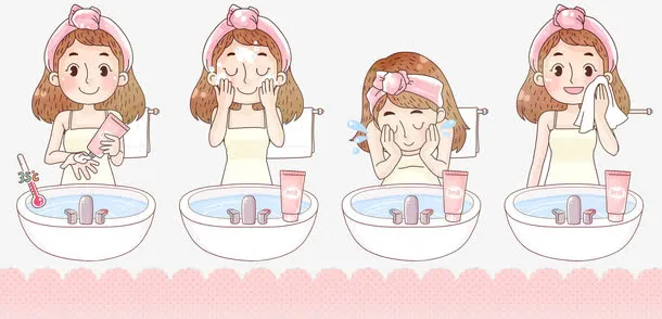 用洗脸奶洗脸的女孩免抠