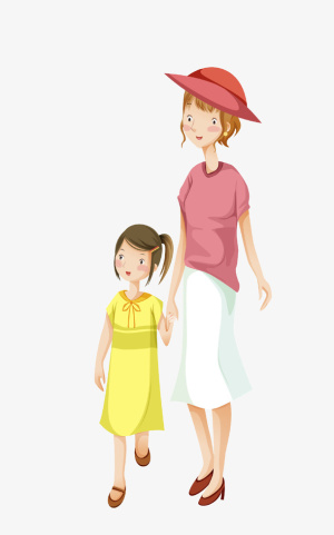 卡通母女人物插画免抠免抠