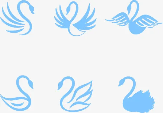 矢量蓝色可爱天鹅设计素材免抠