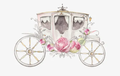 手绘粉色的花车免抠免抠