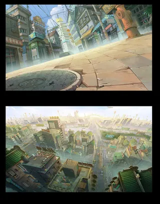 动漫城市街道场景免抠