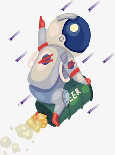 卡通创意火箭宇航员人物插画免抠