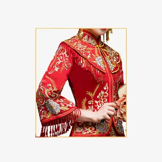 中式出阁服龙凤褂细节展示图免抠