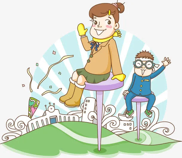 卡通老师与学生免抠