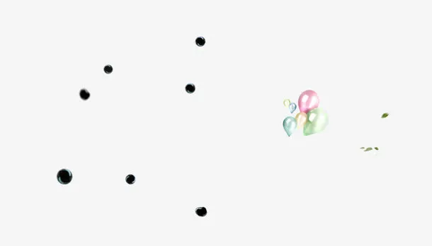 黑色水晶珠气球漂浮免抠