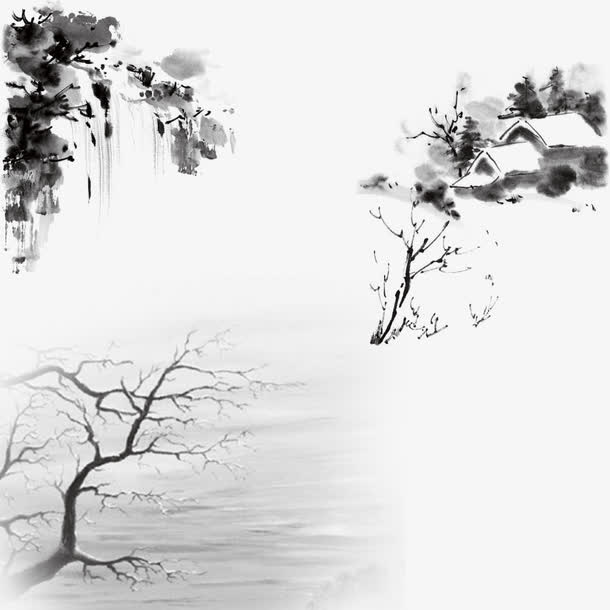 水墨树枝免抠