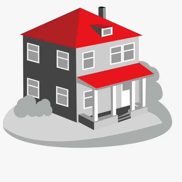 卡通 居民豪宅 扁平房免抠