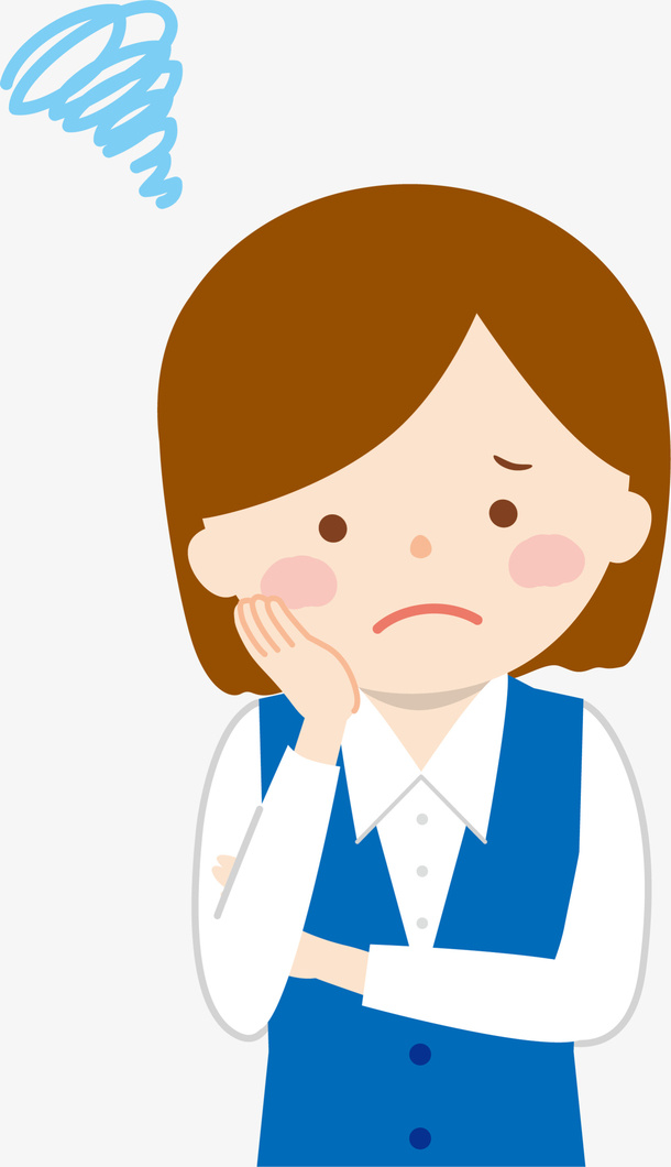 卡通烦恼的卡通女孩免抠