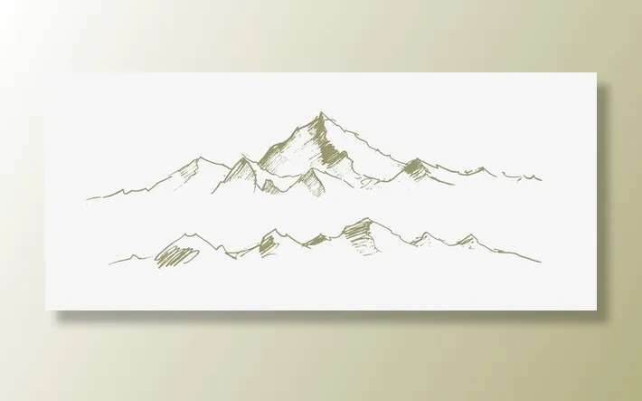 山 手绘 线稿免抠