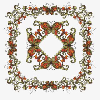 复古花卉蝴蝶边框纹理免抠