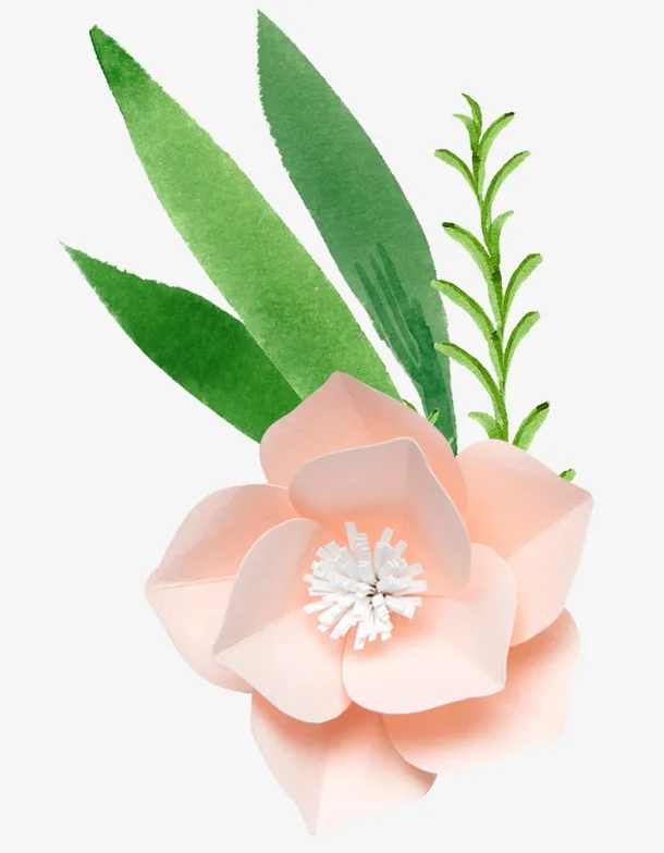 小清新鲜花折纸插画免抠