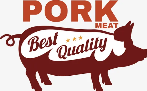 猪肉剪影卡通标签免抠