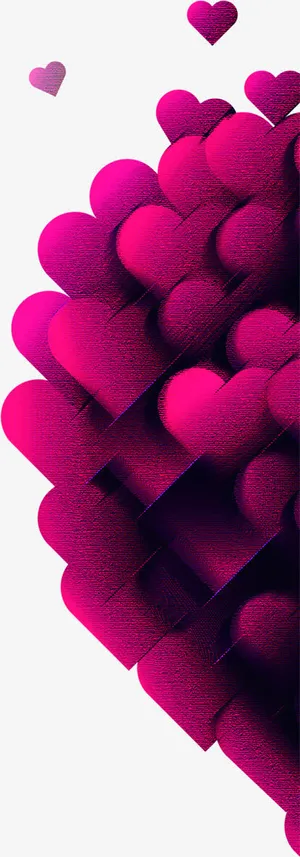 紫色活动爱心装饰免抠
