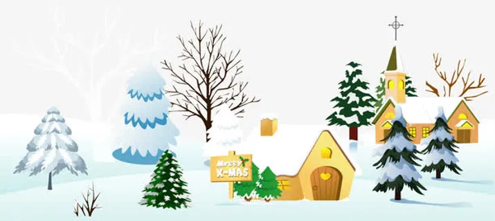 矢量手绘雪地免抠