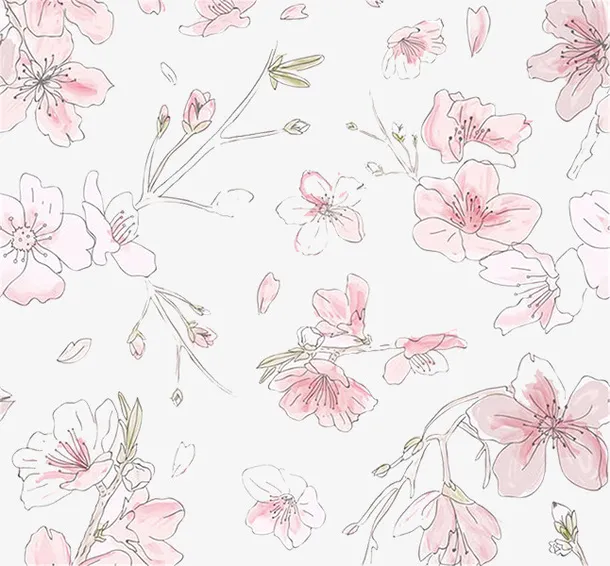 手绘粉色水彩桃花花瓣免抠