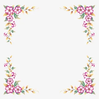 粉色桃花装饰边框免抠