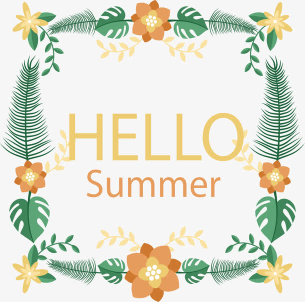 黄色花朵矩形边框免抠