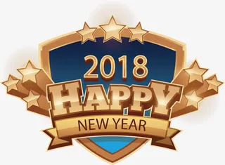 金色盾牌新年快乐免抠