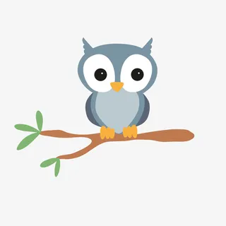 卡通站在树枝上的猫头鹰免抠