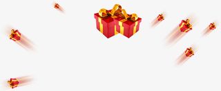 放射飞舞礼盒红色装饰免抠