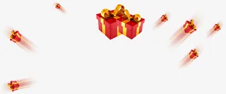 放射飞舞礼盒红色装饰免抠