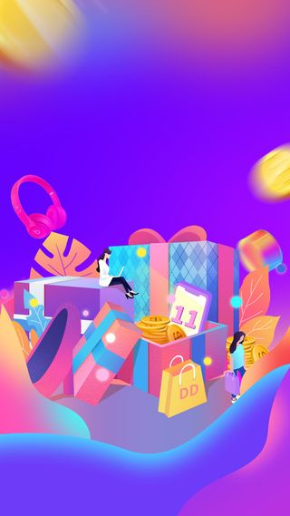 手绘H5活动广告背景图免抠