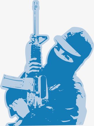 手绘武警剪影免抠