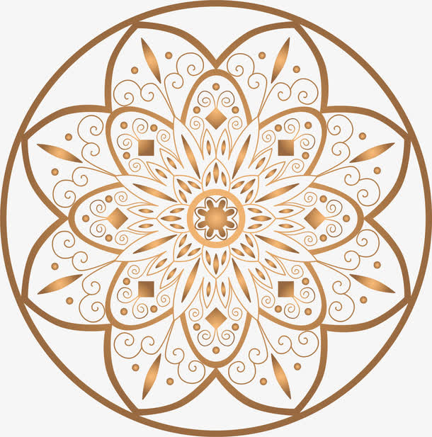 佛教金色花纹免抠
