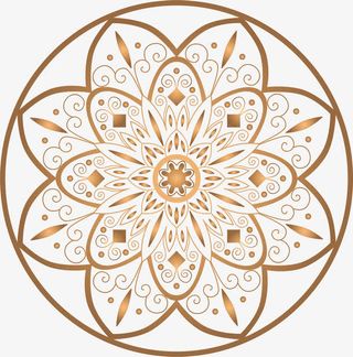 佛教金色花纹免抠