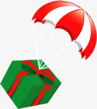 手绘绿色礼盒氢气球免抠