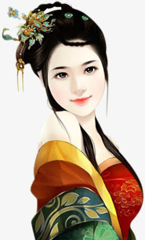 古典美女头戴喜鹊簪免抠
