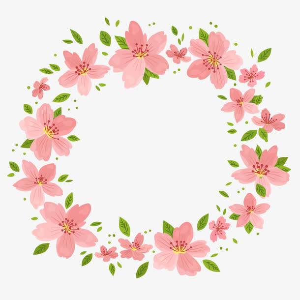 粉红桃花边框春天矢量素材免抠
