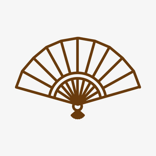 手绘线条折扇免抠