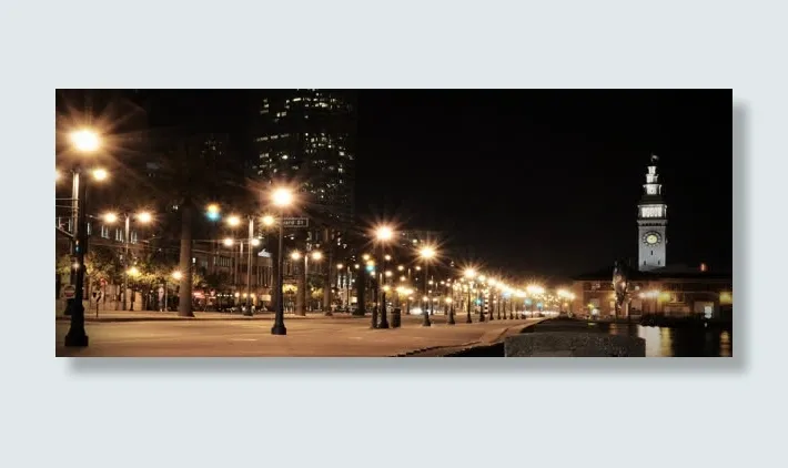 城市夜晚街景banner免抠