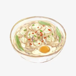 肉馅馄饨手绘画素材图片免抠