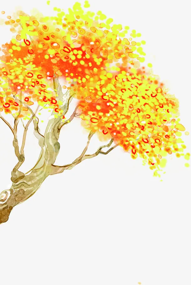 中秋节黄色树叶大树免抠