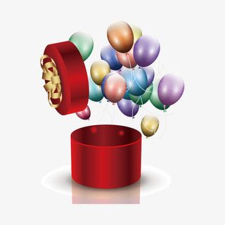 飞起来的礼物盒盖免抠