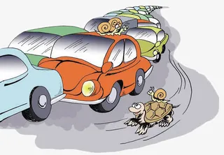 路上堵车卡通图免抠