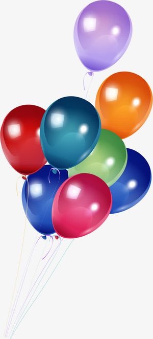 彩色卡通亮光气球设计免抠