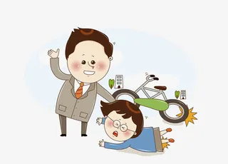 卡通插图热心扶起摔倒的人免抠