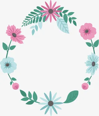手绘春天花边框矢量素材免抠
