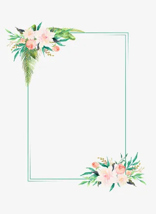 春天边框绿色花朵简约免抠动植物植物元素