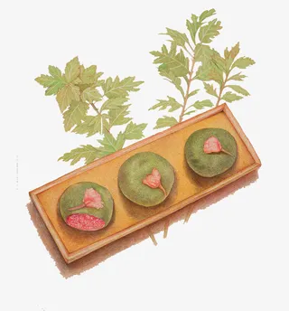 手绘装饰插图清明食物青团装饰插免抠