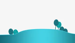 卡通手绘蓝色小树psd免抠