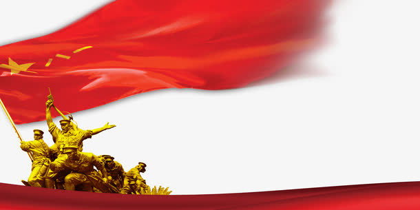 金色红军铜像八一建军元素背景免抠