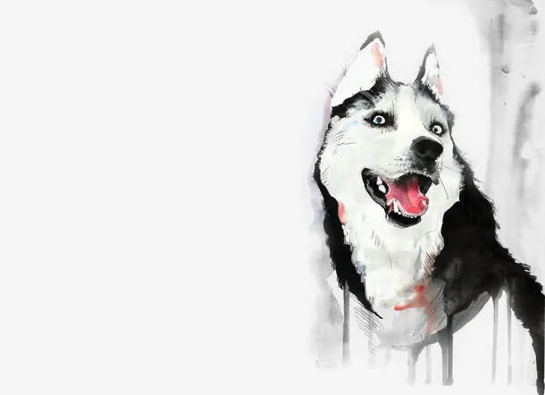 水彩画的狗免抠