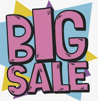 彩色三角大促销海报免抠